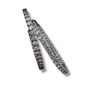 Joan Boyce Hoop Earrings Black Silver Infinity Swarovski Crystals New